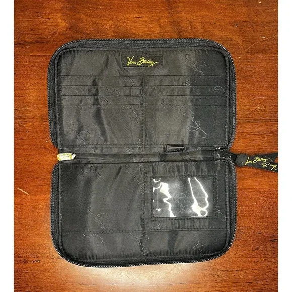 Vera Bradley Zip Around Wallet Yellow Bird Black‎ Credit Card Quilted - Picture 5 of 6